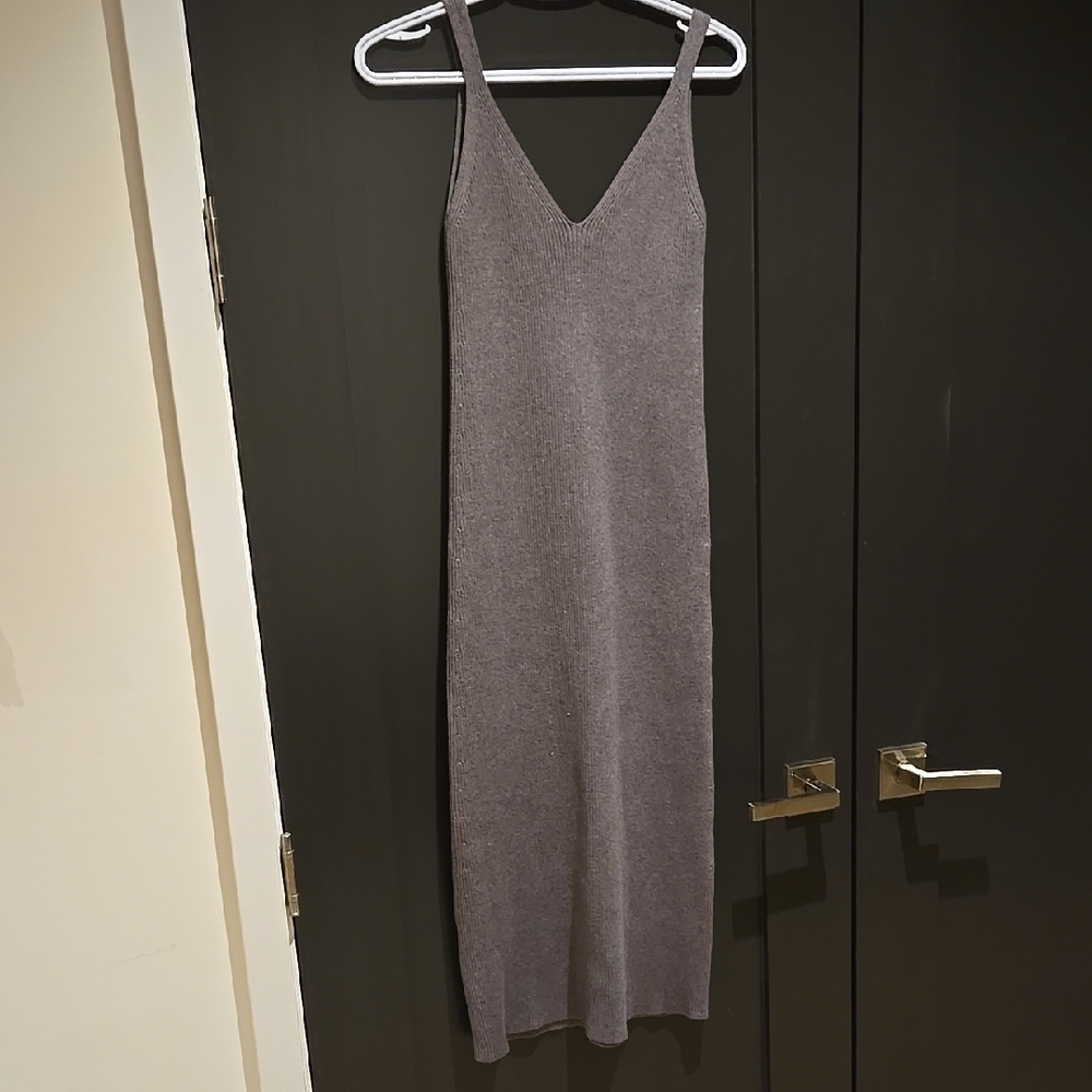 Zara Gray Sleeveless Slip Midi Dress